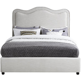 Meridian Felix Cream Linen Textured Fabric King Bed