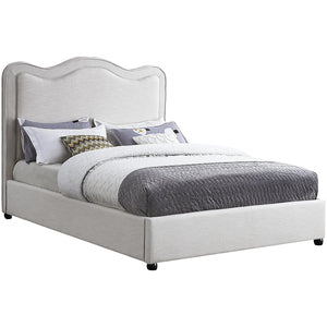 Meridian Felix Cream Linen Textured Fabric Queen Bed