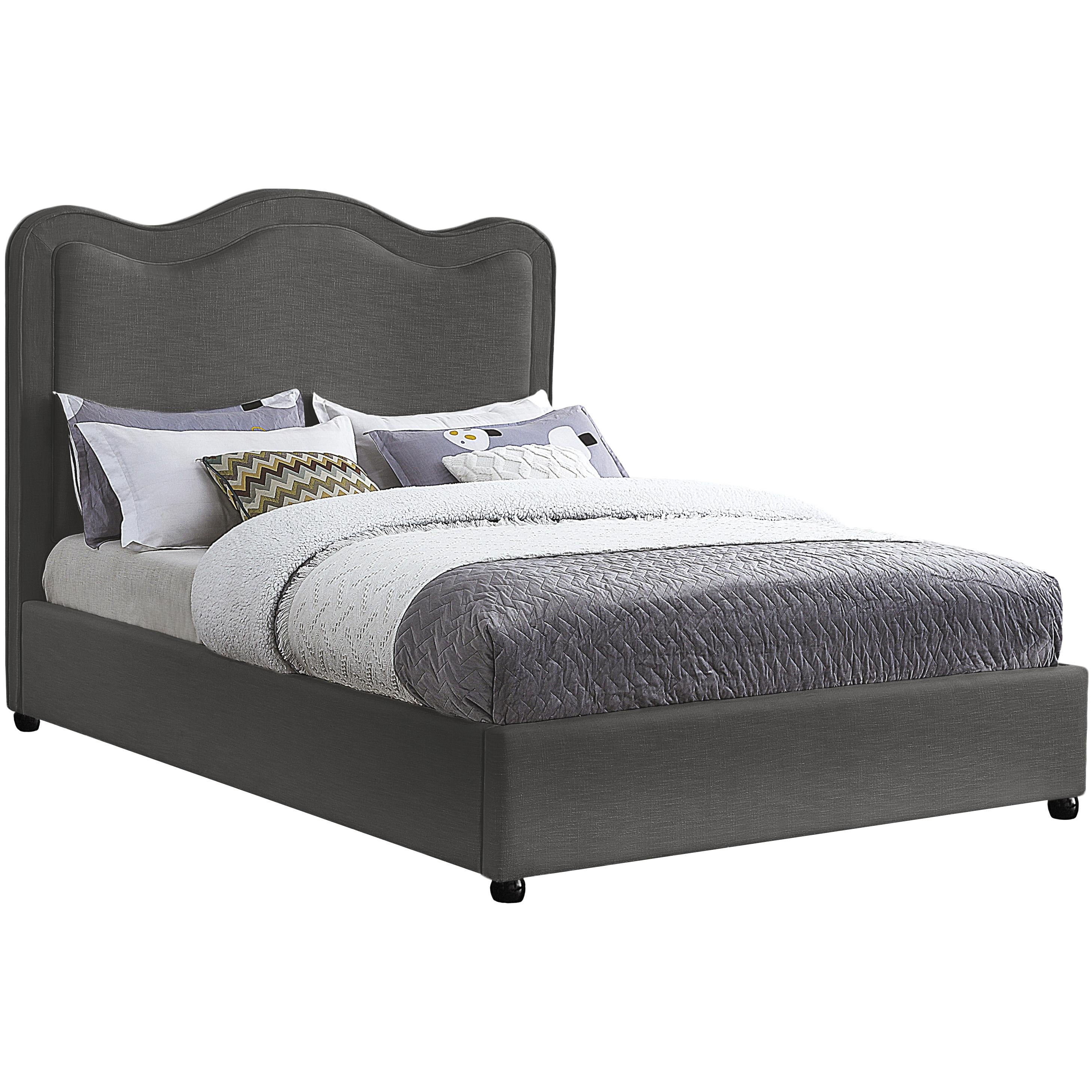 Meridian Felix Grey Linen Textured Fabric Full Bed