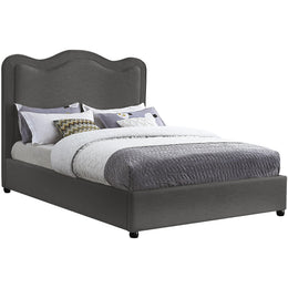 Meridian Felix Grey Linen Textured Fabric King Bed