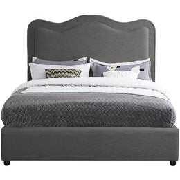 Meridian Felix Grey Linen Textured Fabric King Bed