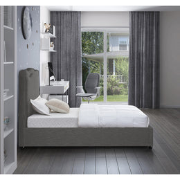 Meridian Felix Grey Linen Textured Fabric Twin Bed