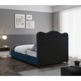 Meridian Felix Navy Linen Textured Fabric Full Bed