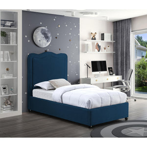 Meridian Felix Navy Linen Textured Fabric Twin Bed