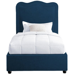 Meridian Felix Navy Linen Textured Fabric Twin Bed