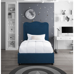 Meridian Felix Navy Linen Textured Fabric Twin Bed