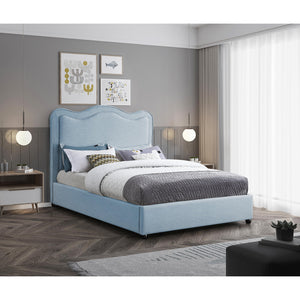 Meridian Felix Light Blue Linen Textured Fabric King Bed
