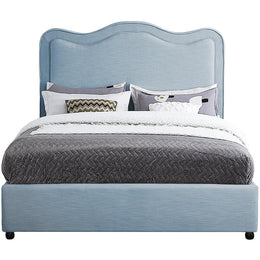Meridian Felix Light Blue Linen Textured Fabric King Bed