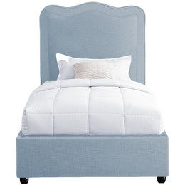 Meridian Felix Light Blue Linen Textured Fabric Twin Bed