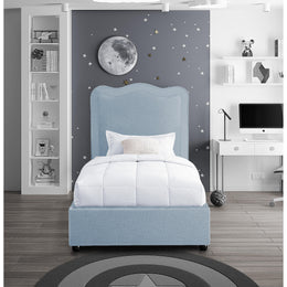Meridian Felix Light Blue Linen Textured Fabric Twin Bed