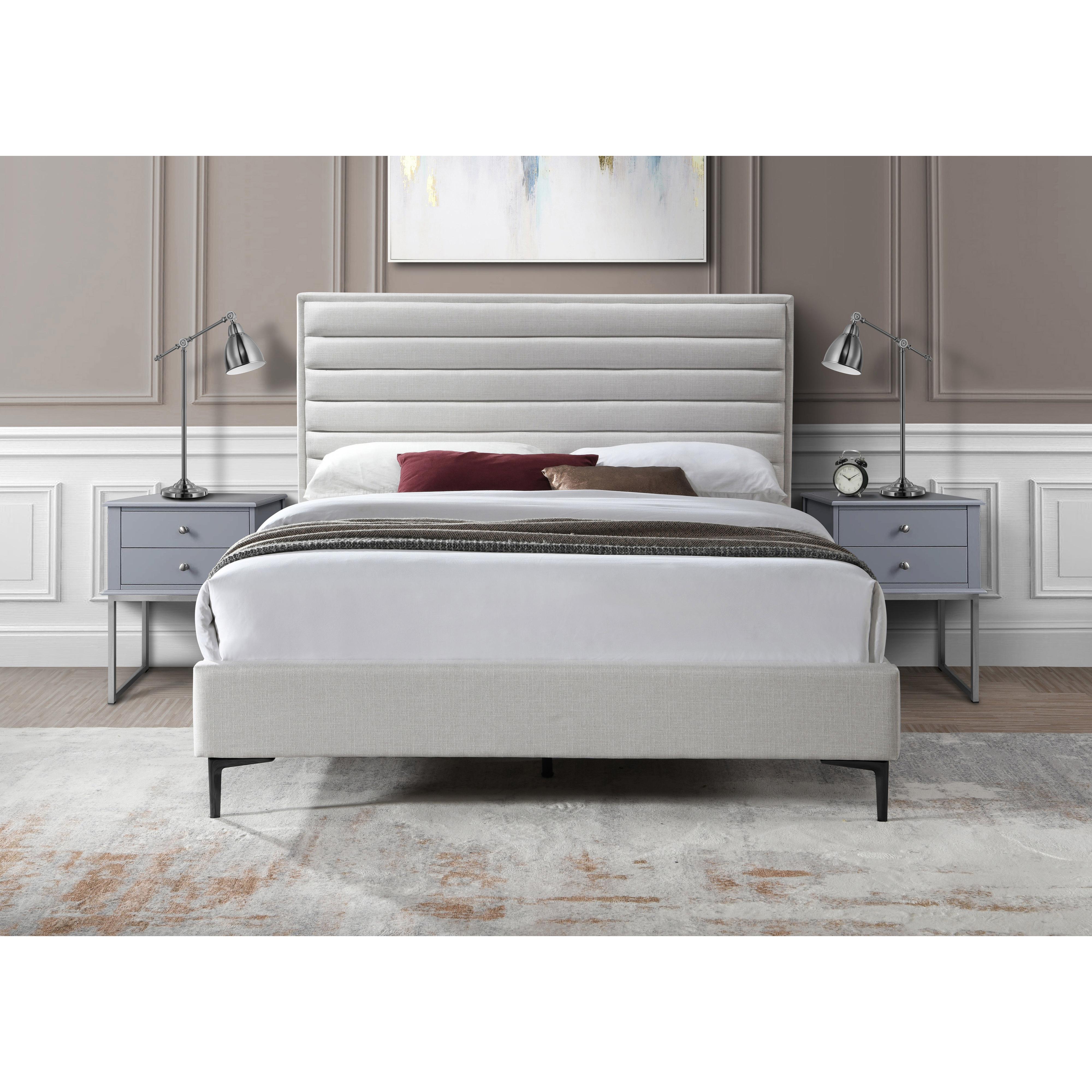 Meridian Hunter Cream Linen Textured King Bed