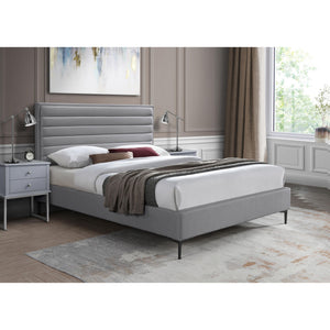 Meridian Hunter Grey Linen Textured Queen Bed