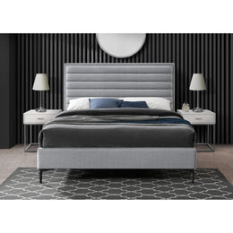 Meridian Hunter Grey Linen Textured Queen Bed