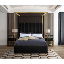 Meridian Jones Black Velvet King Bed
