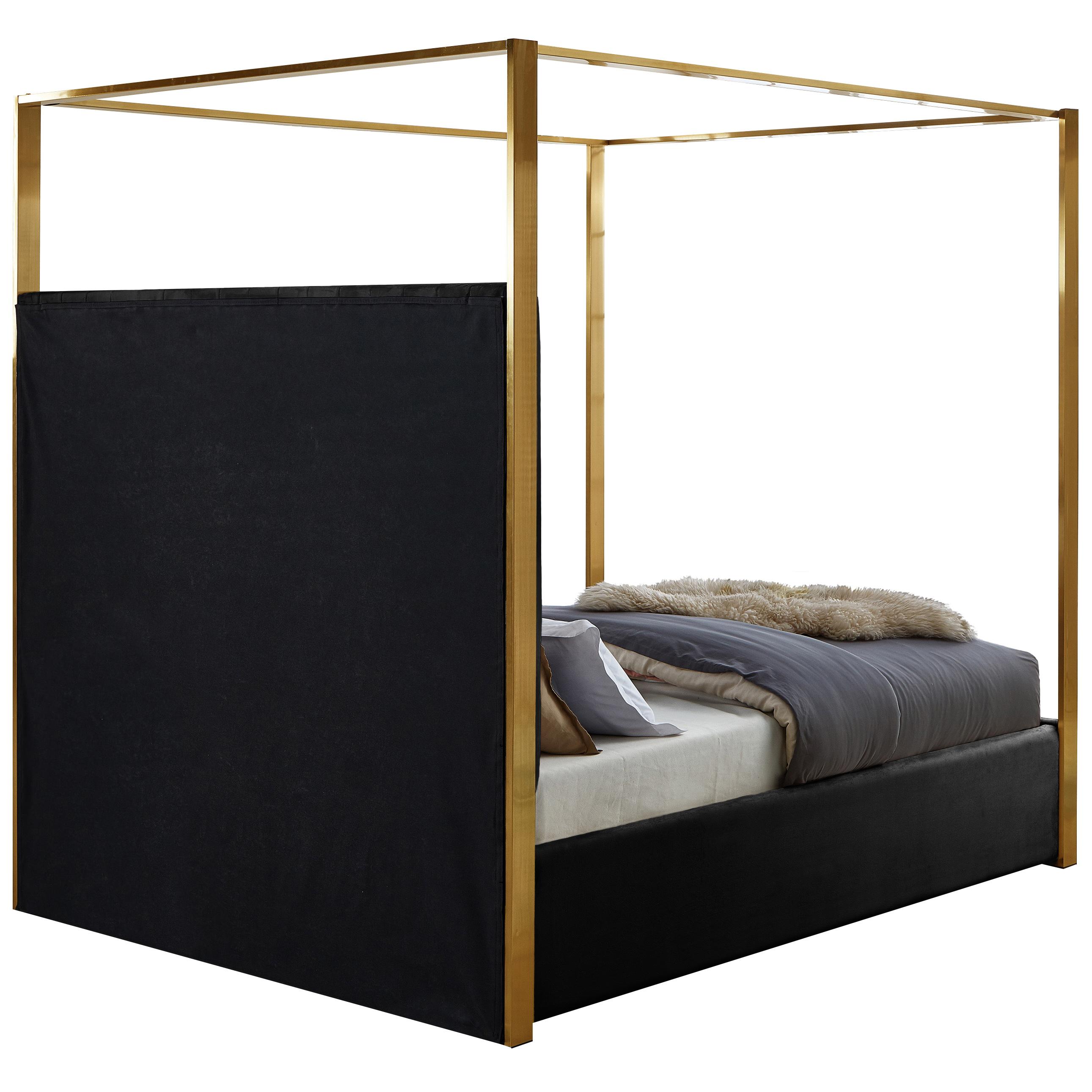 Meridian Jones Black Velvet King Bed