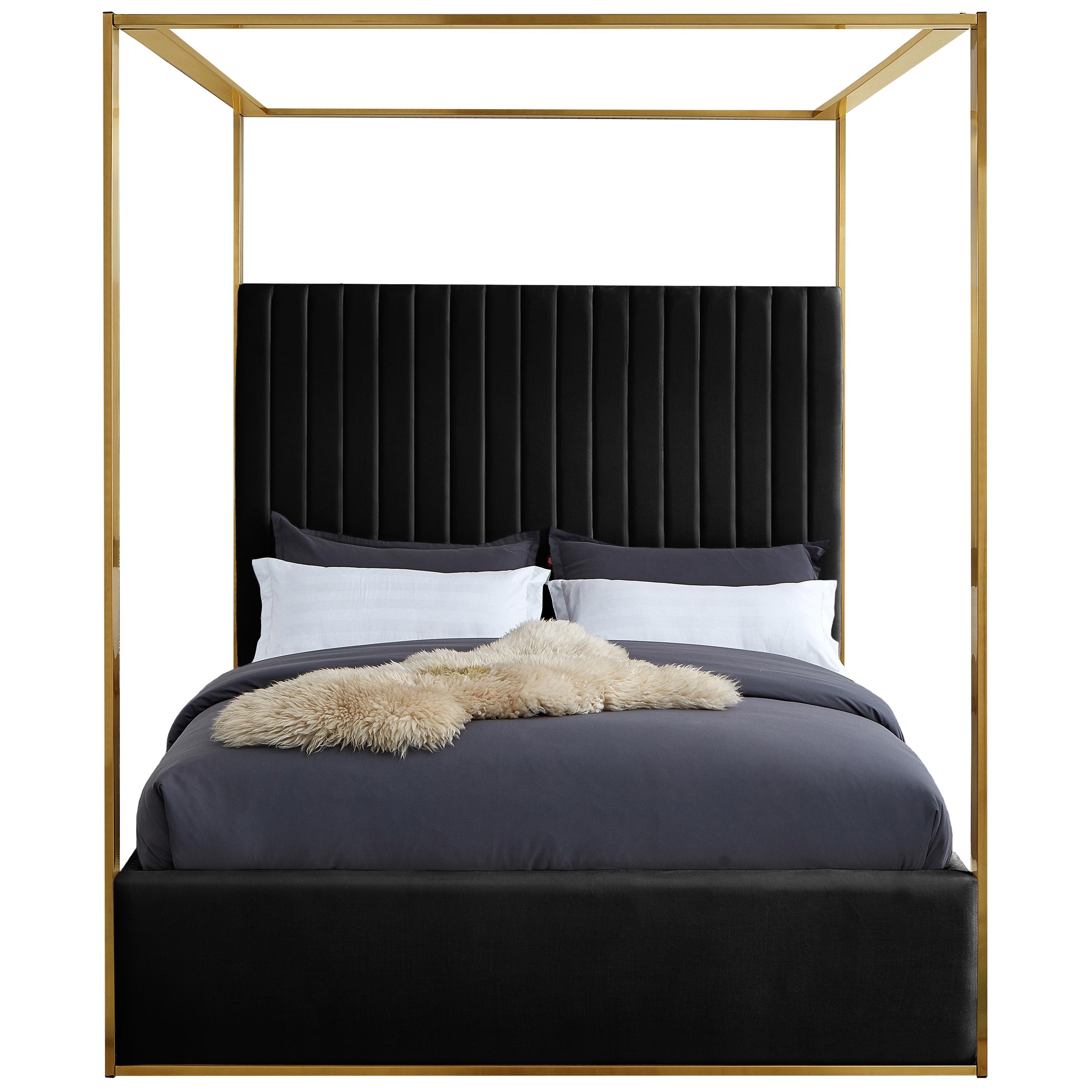 Meridian Jones Black Velvet Queen Bed