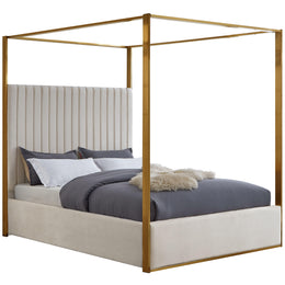 Meridian Jones Cream Velvet Queen Bed
