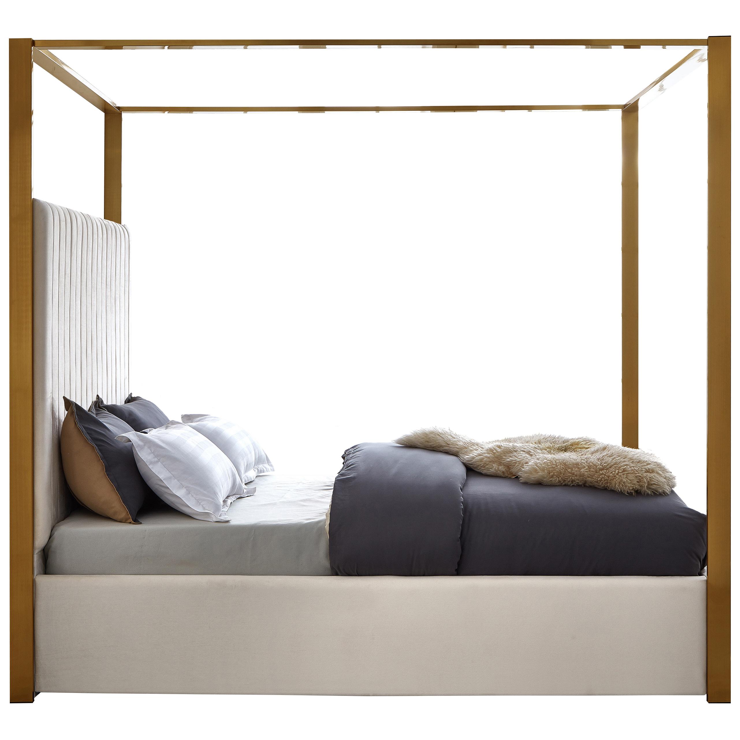 Meridian Jones Cream Velvet Queen Bed