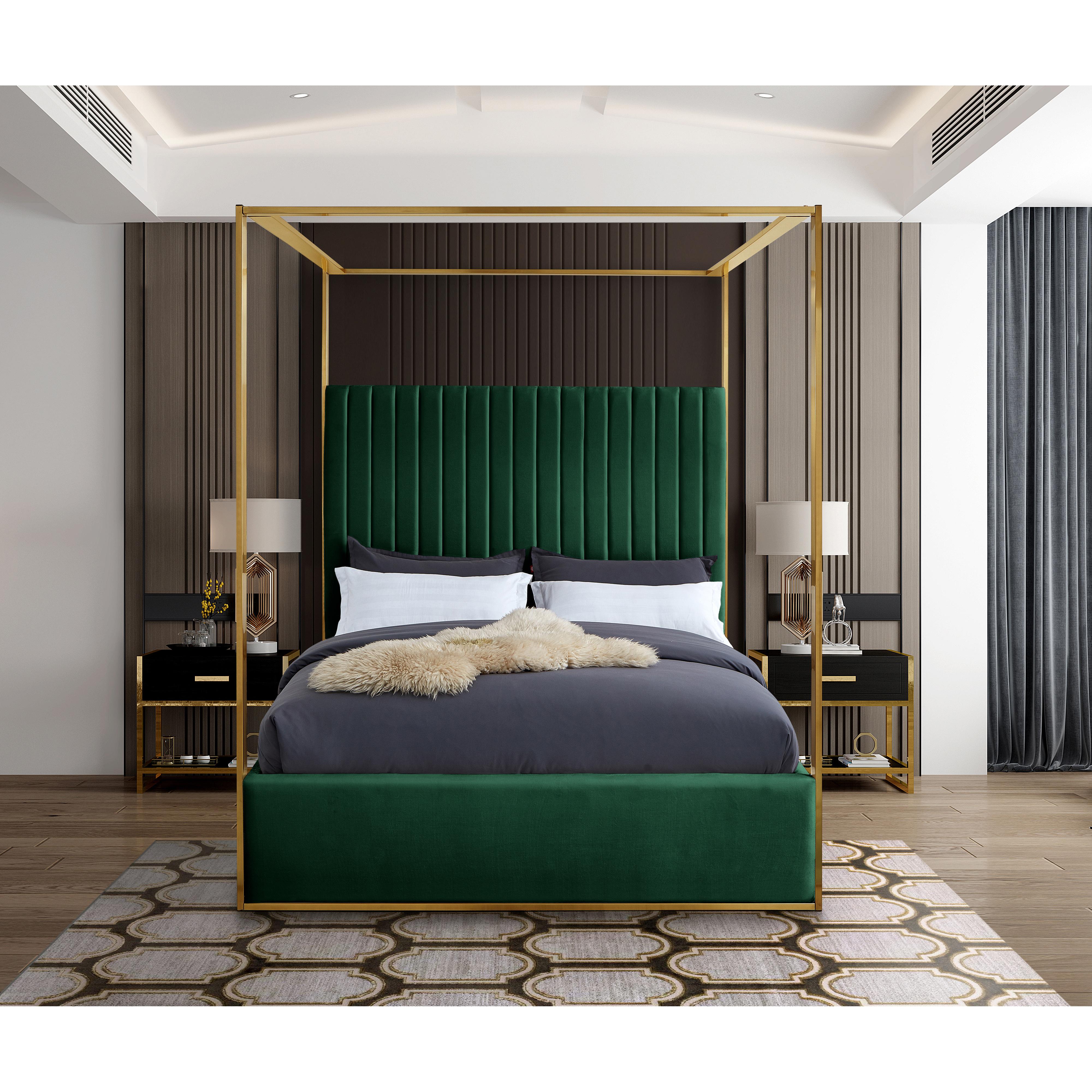 Meridian Jones Green Velvet King Bed