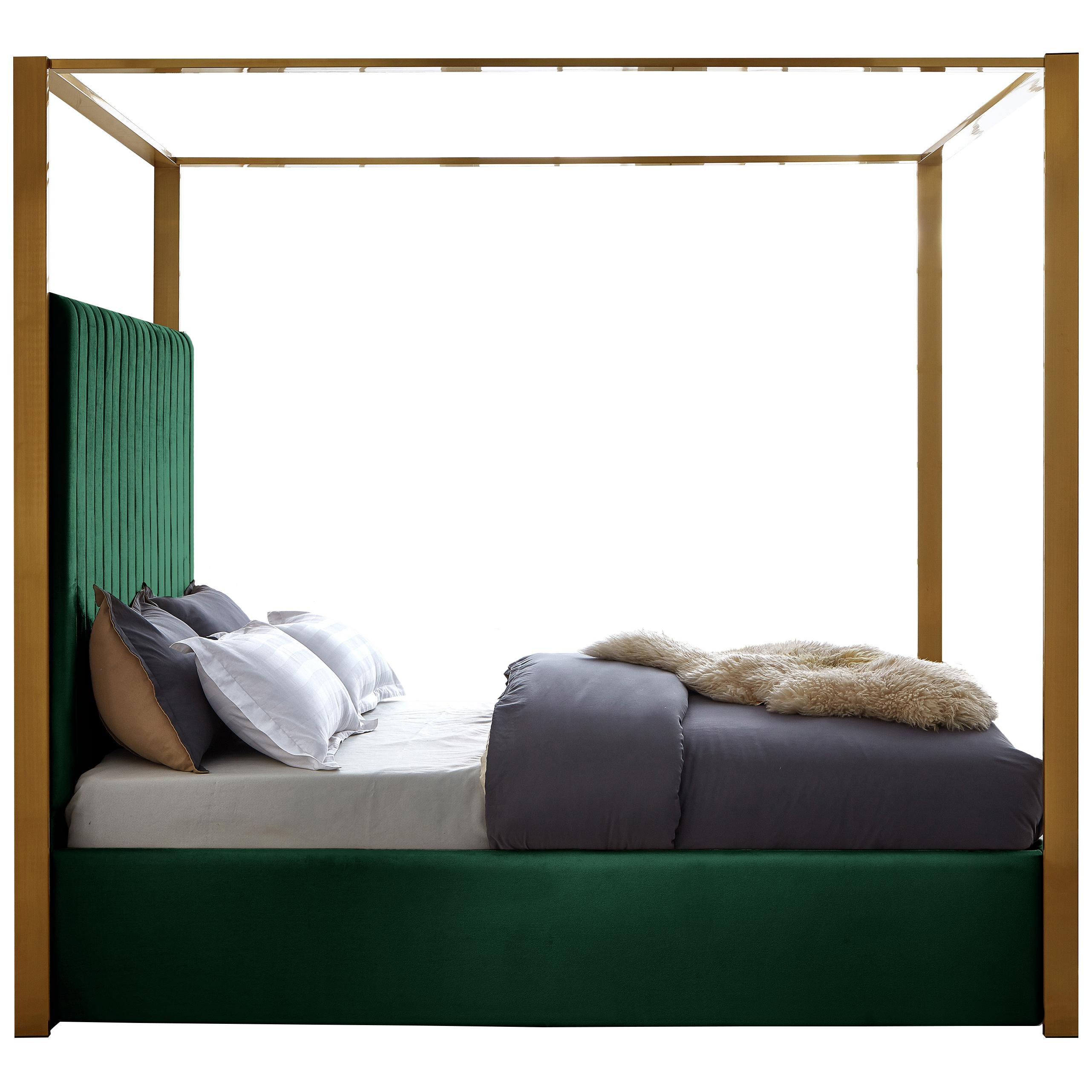 Meridian Jones Green Velvet Queen Bed