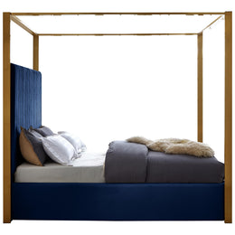 Meridian Jones Navy Velvet King Bed