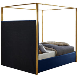 Meridian Jones Navy Velvet King Bed