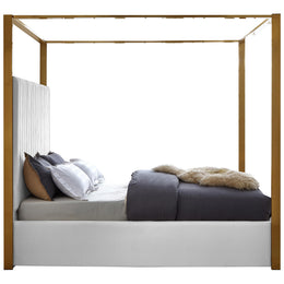 Meridian Jones White Vegan Leather Queen Bed