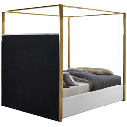 Meridian Jones White Vegan Leather Queen Bed