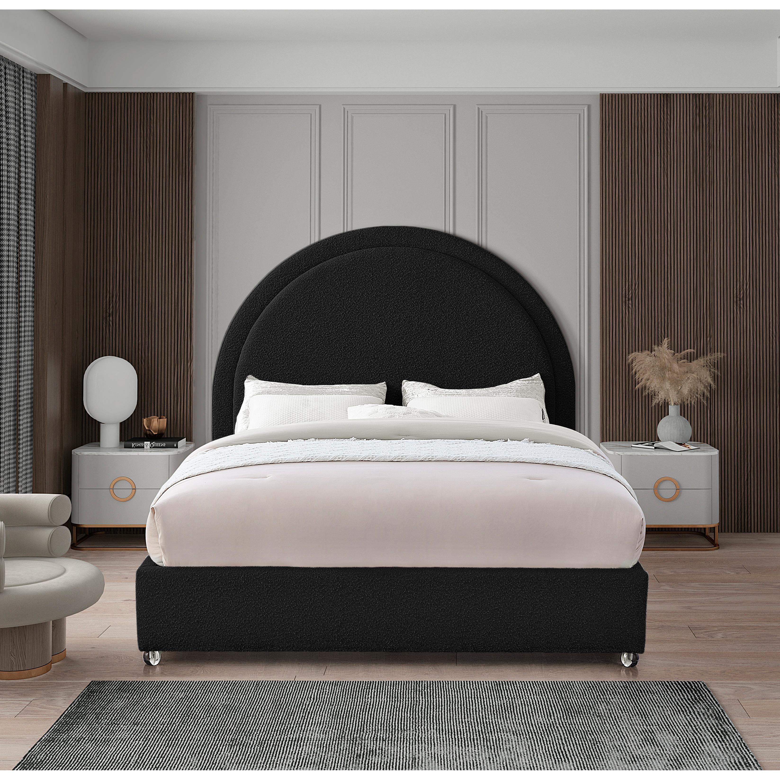 Meridian Milo Black Fabric King Bed