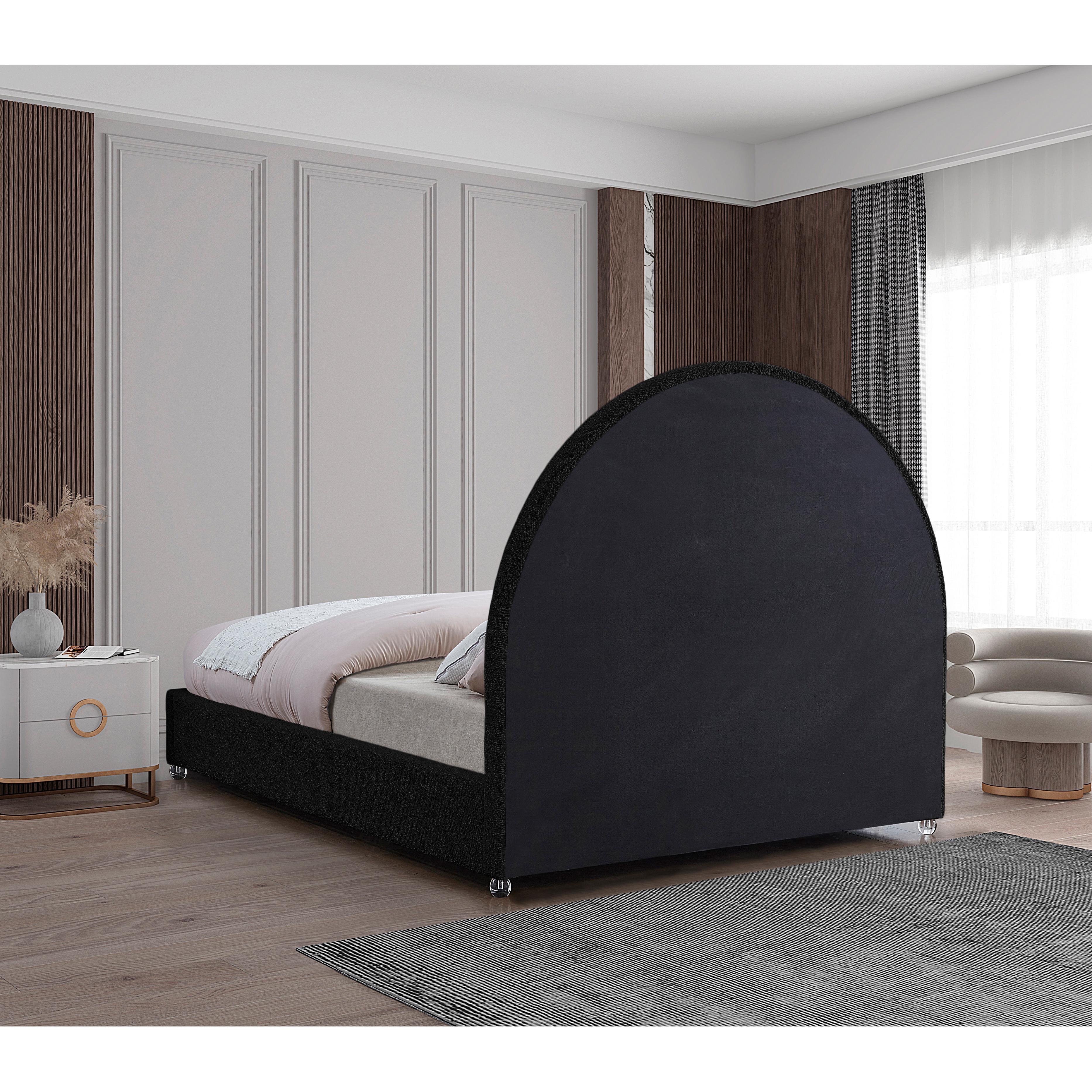 Meridian Milo Black Fabric Queen Bed