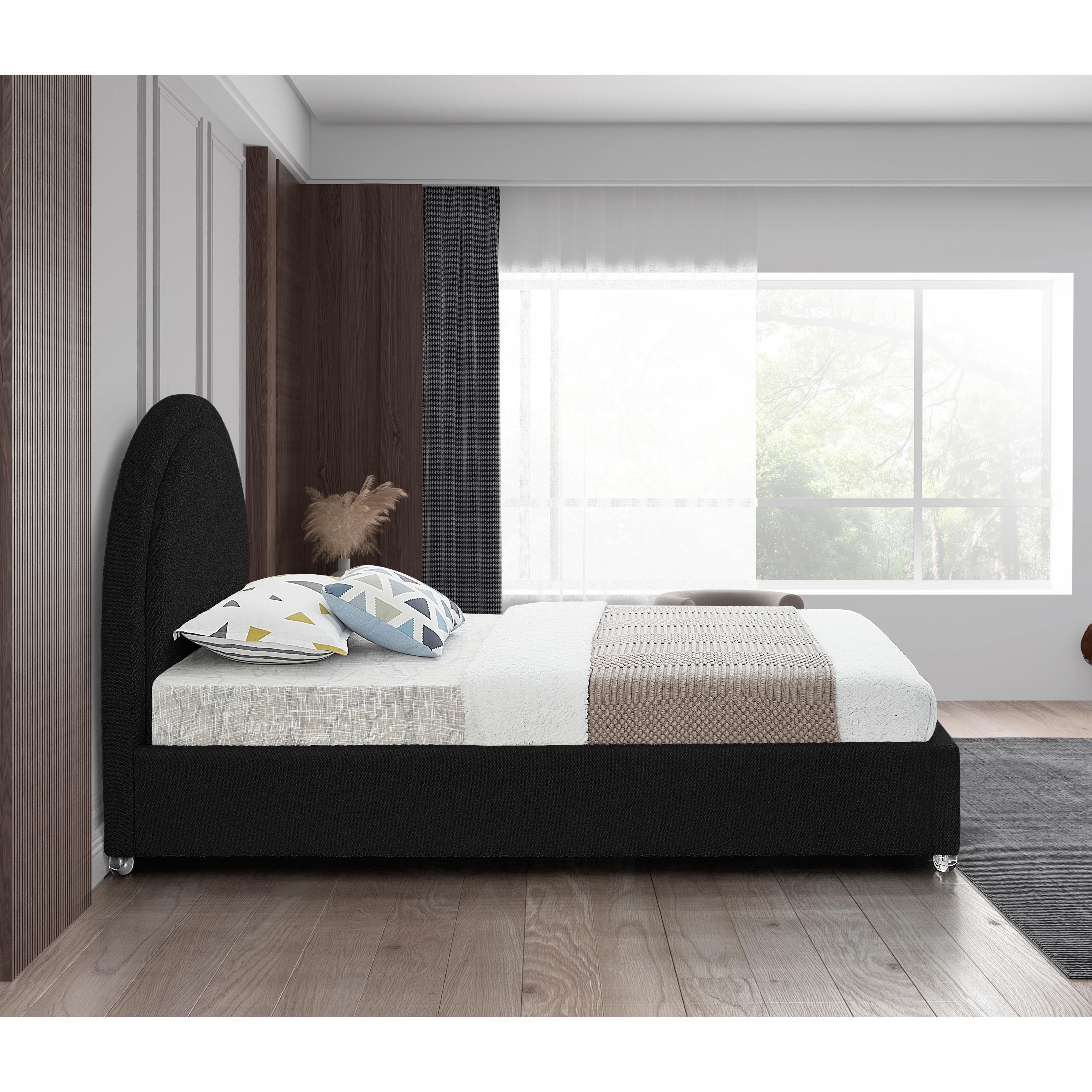 Meridian Milo Black Fabric Twin Bed