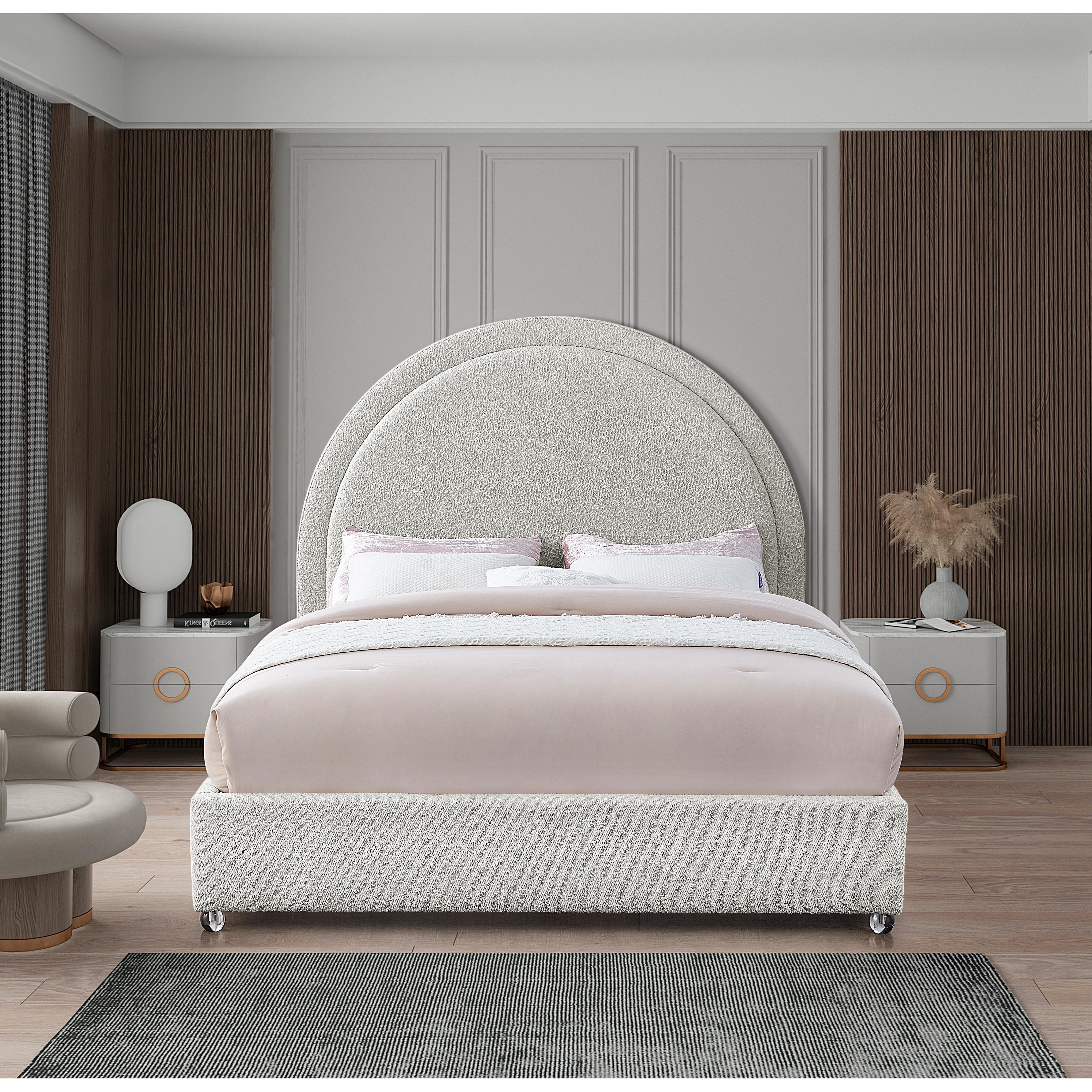 Meridian Milo Cream Fabric Full Bed