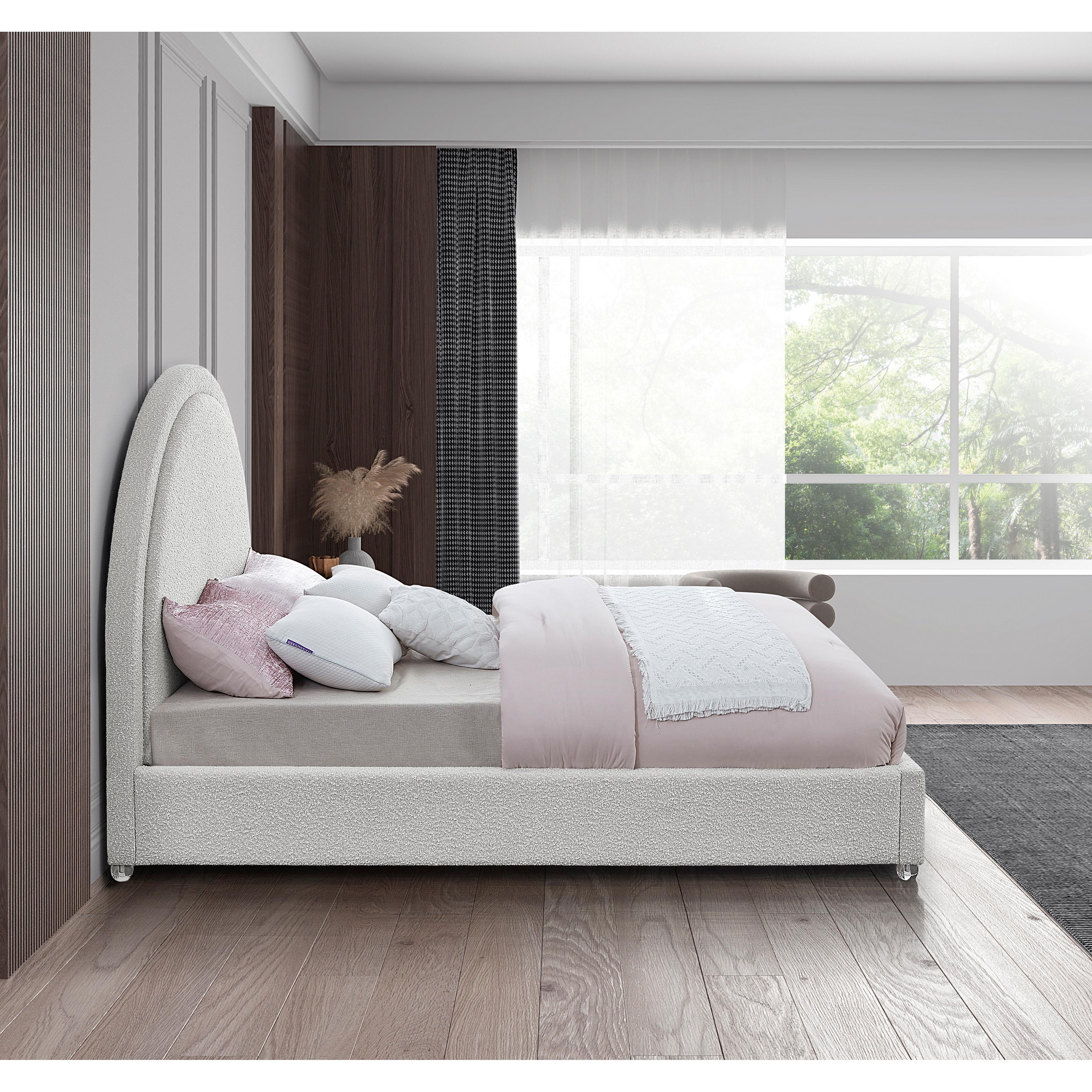Meridian Milo Cream Fabric Queen Bed
