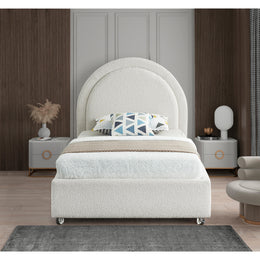 Meridian Milo Cream Fabric Twin Bed