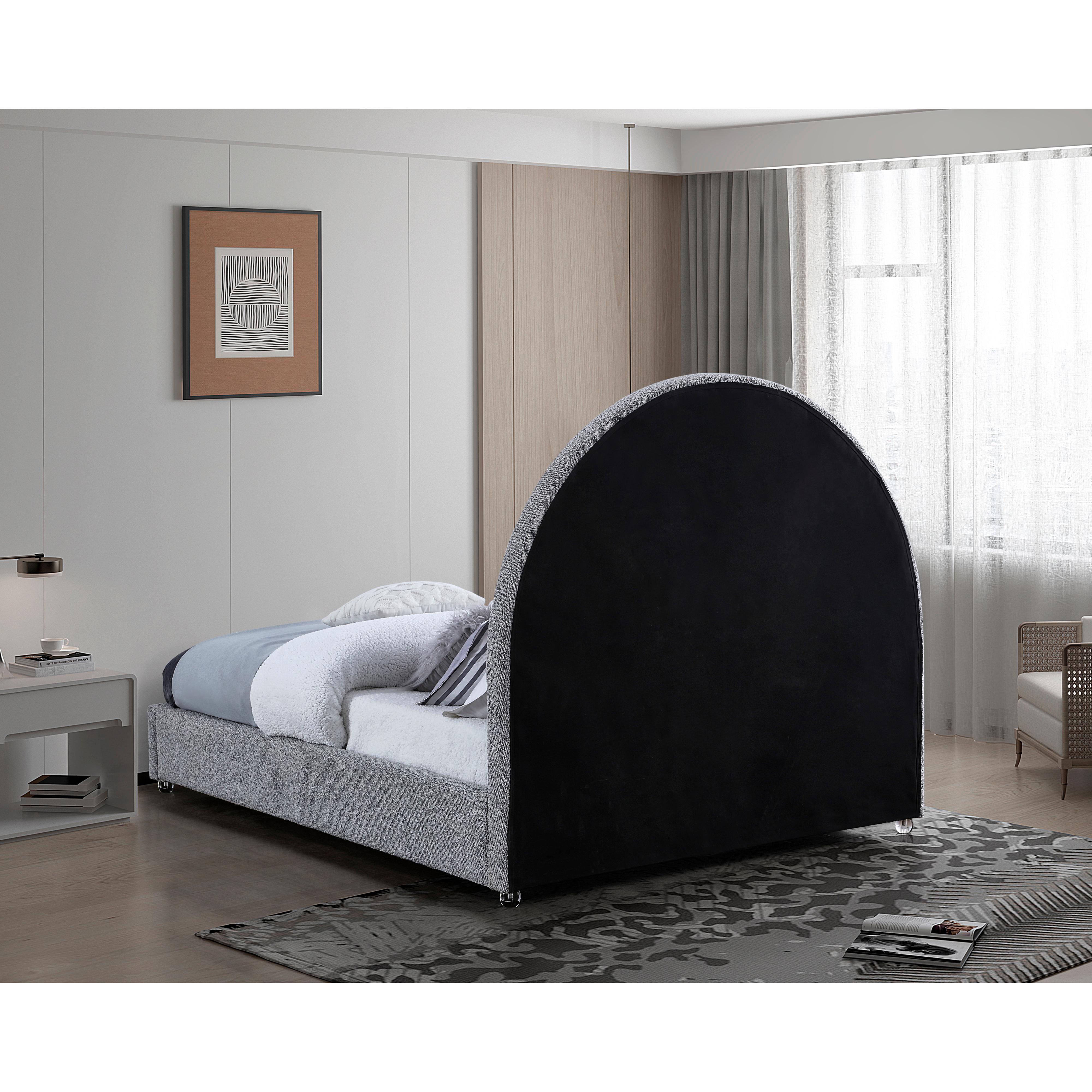 Meridian Milo Grey Fabric King Bed
