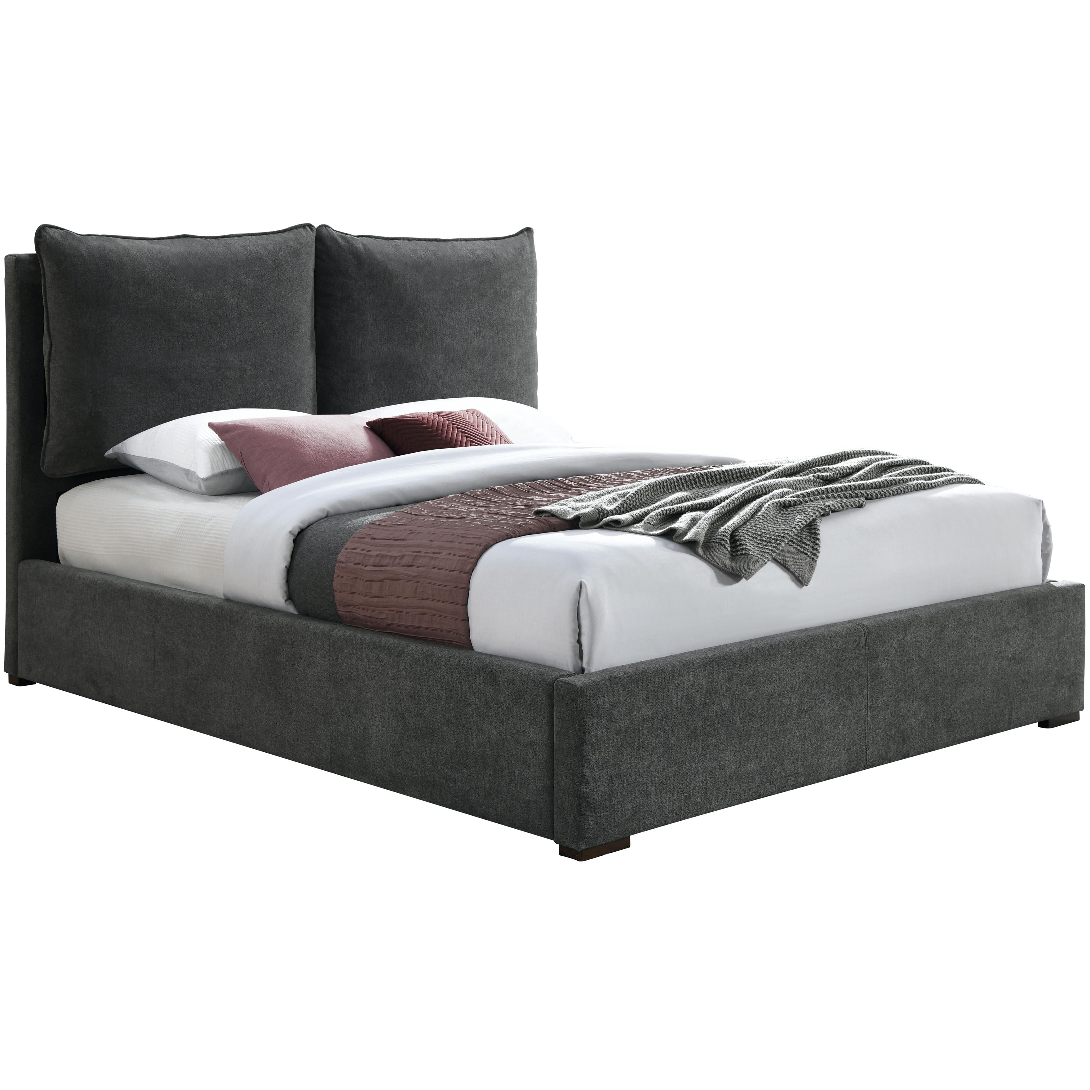 Meridian Misha Pepper Black Polyester Fabric King Bed (3 Boxes)