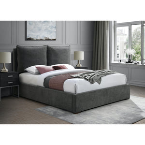 Meridian Misha Pepper Black Polyester Fabric King Bed (3 Boxes)