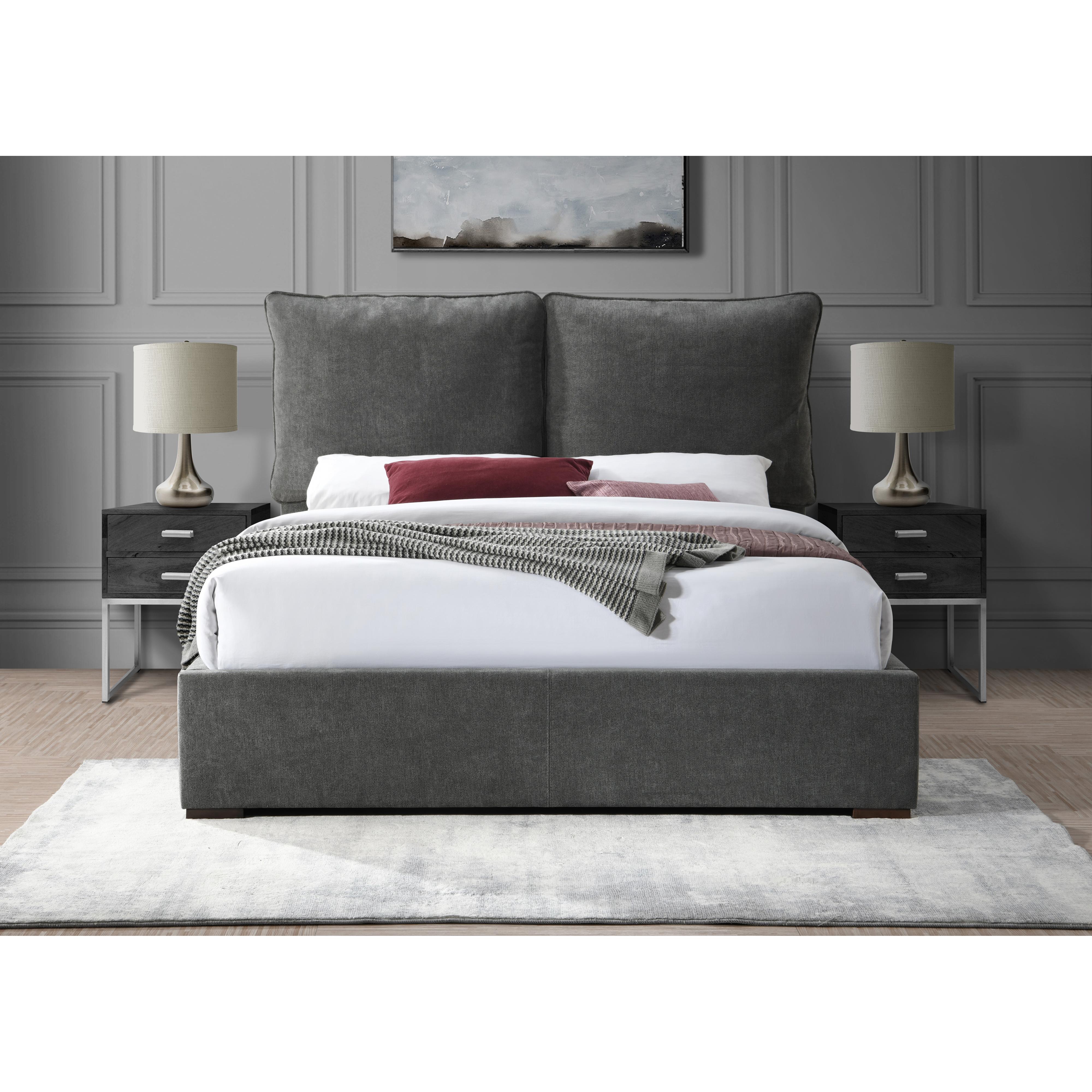 Meridian Misha Pepper Black Polyester Fabric King Bed (3 Boxes)