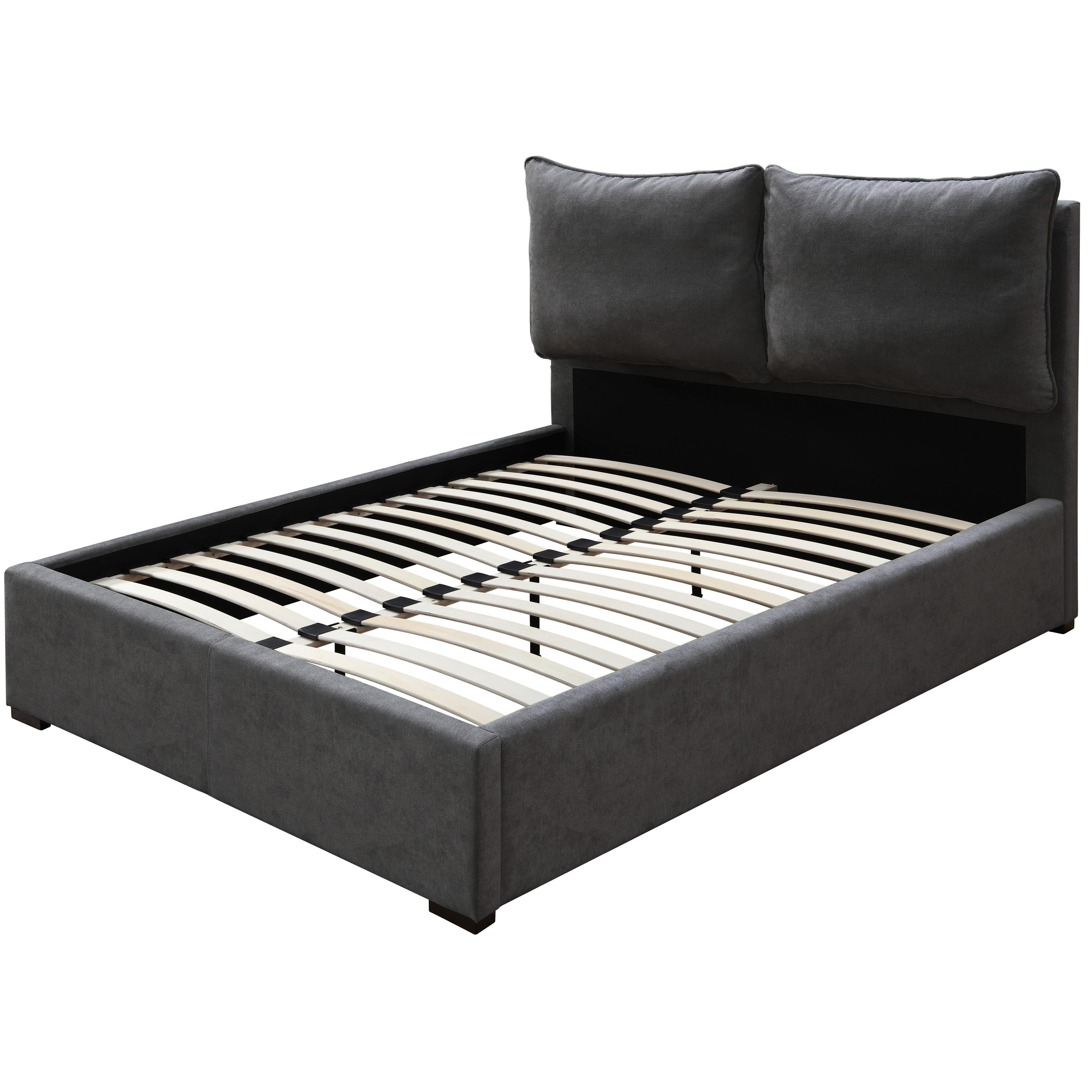 Meridian Misha Pepper Black Polyester Fabric Queen Bed (3 Boxes)