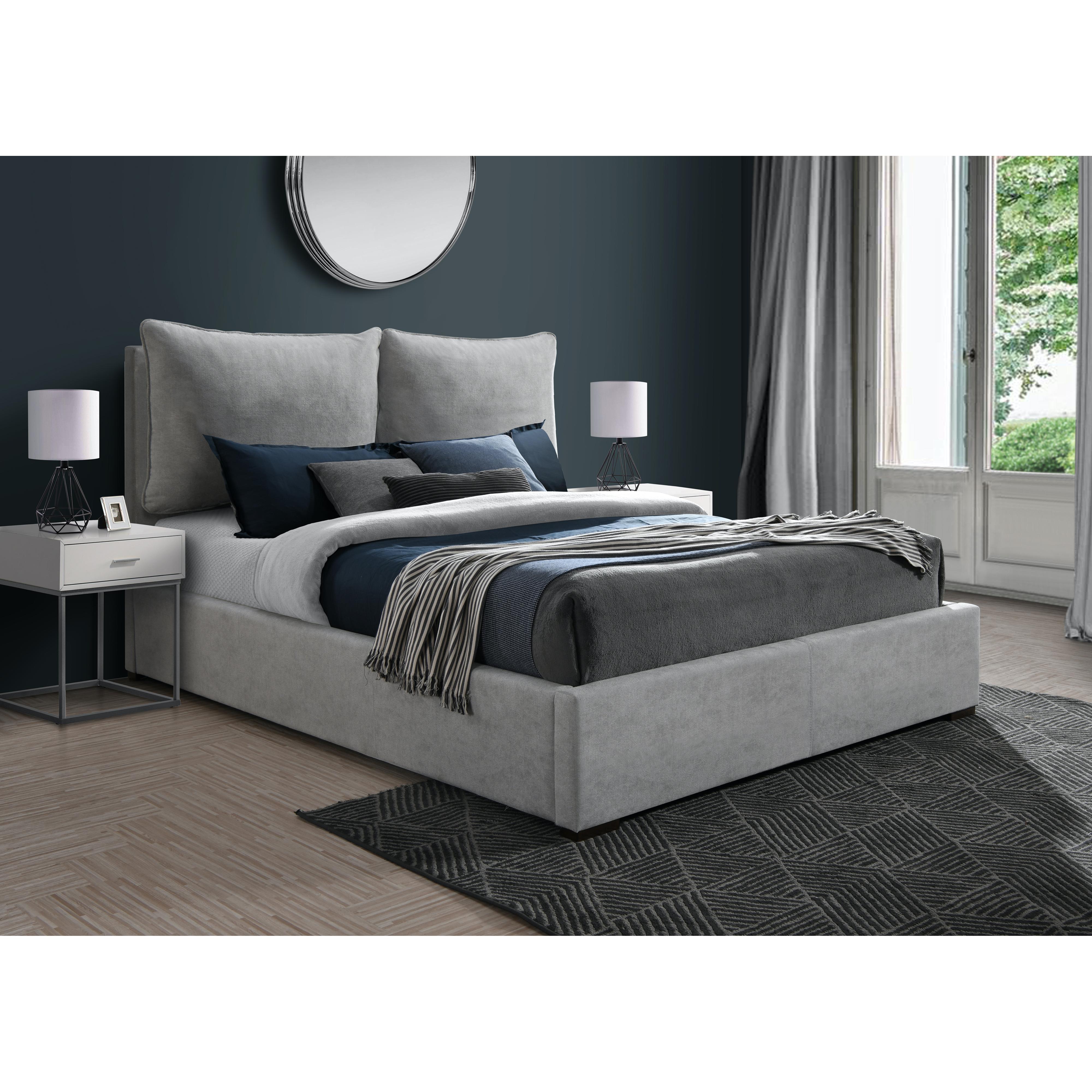 Meridian Misha Light Grey Polyester Fabric Full Bed (3 Boxes)