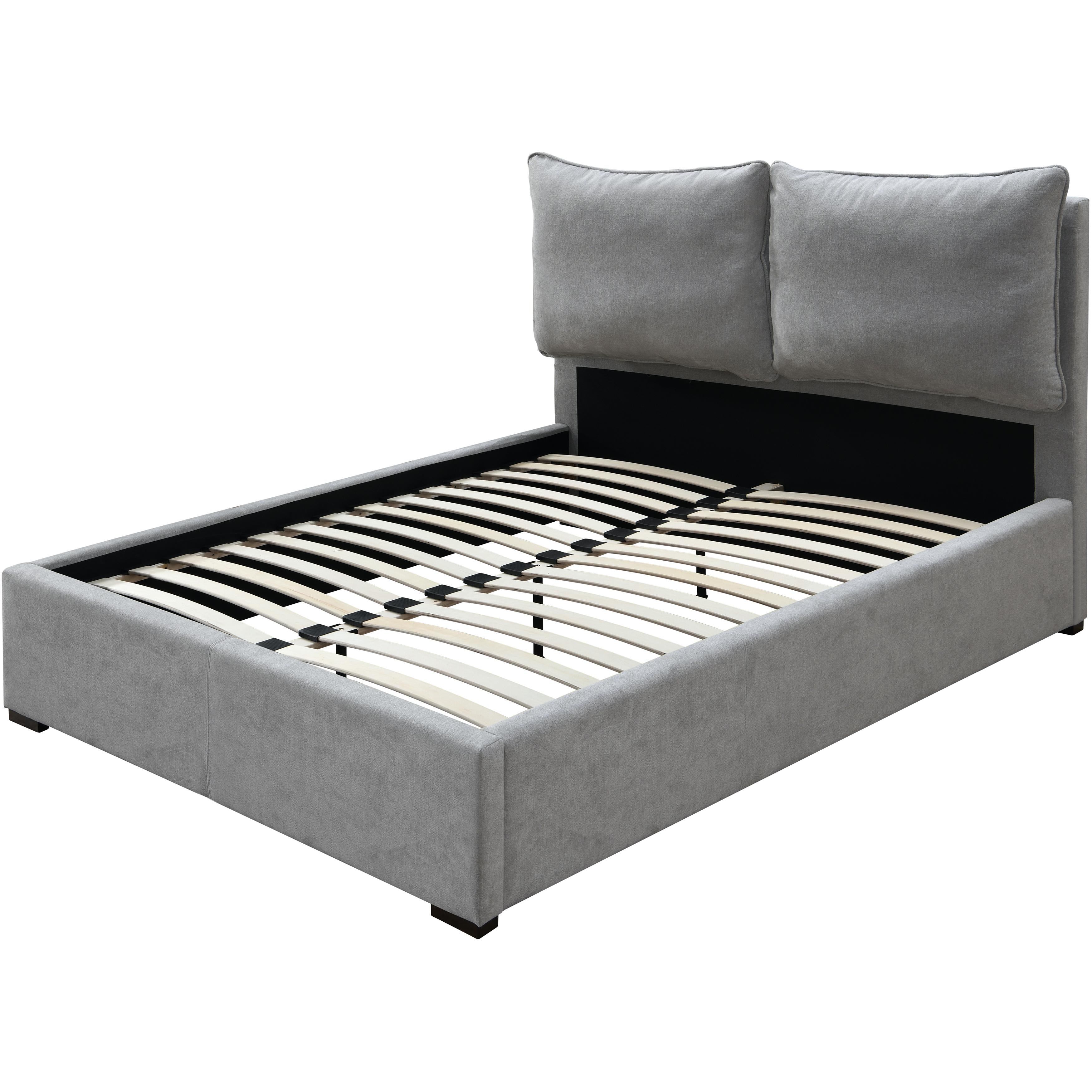 Meridian Misha Light Grey Polyester Fabric King Bed (3 Boxes)