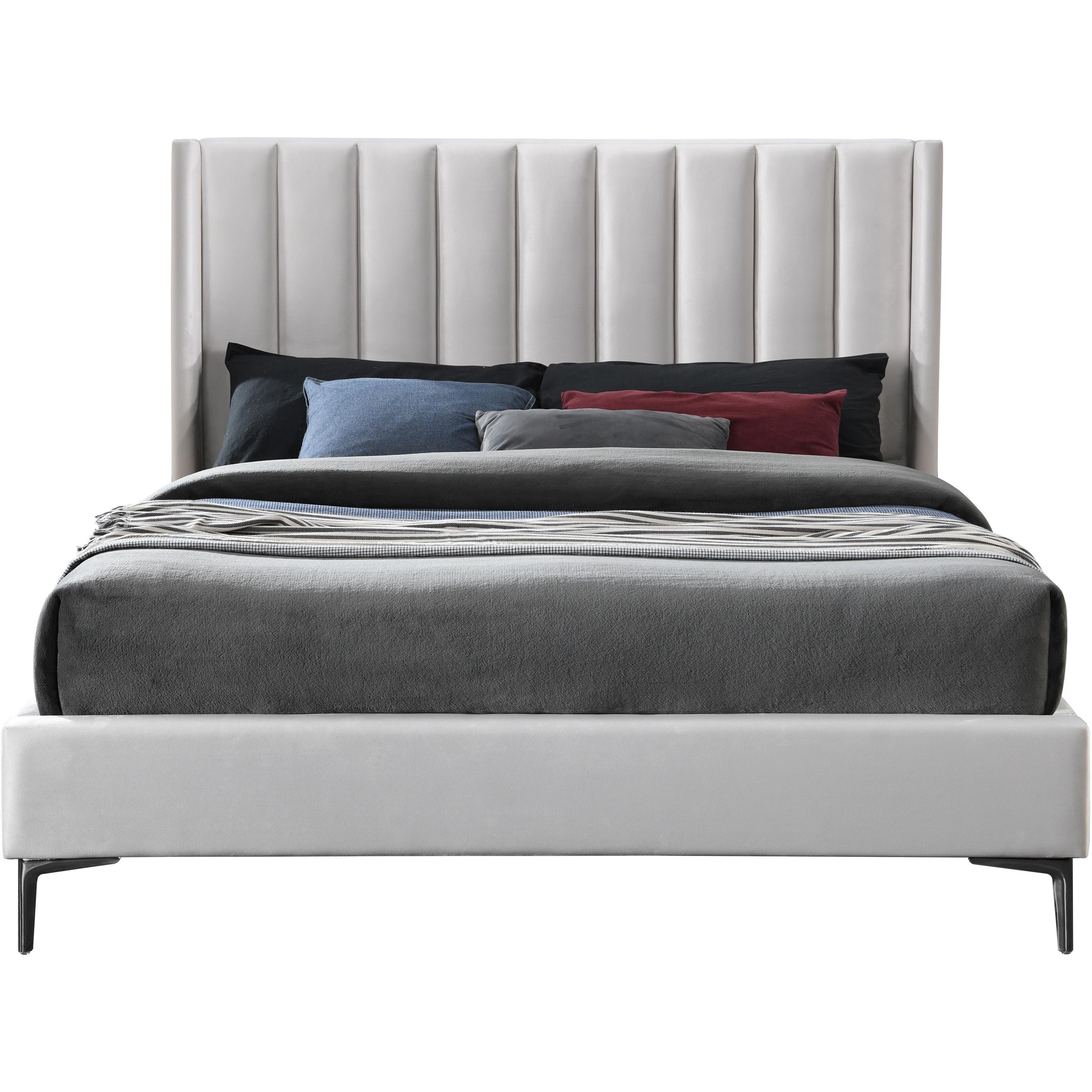 Meridian Nadia Cream Velvet King Bed