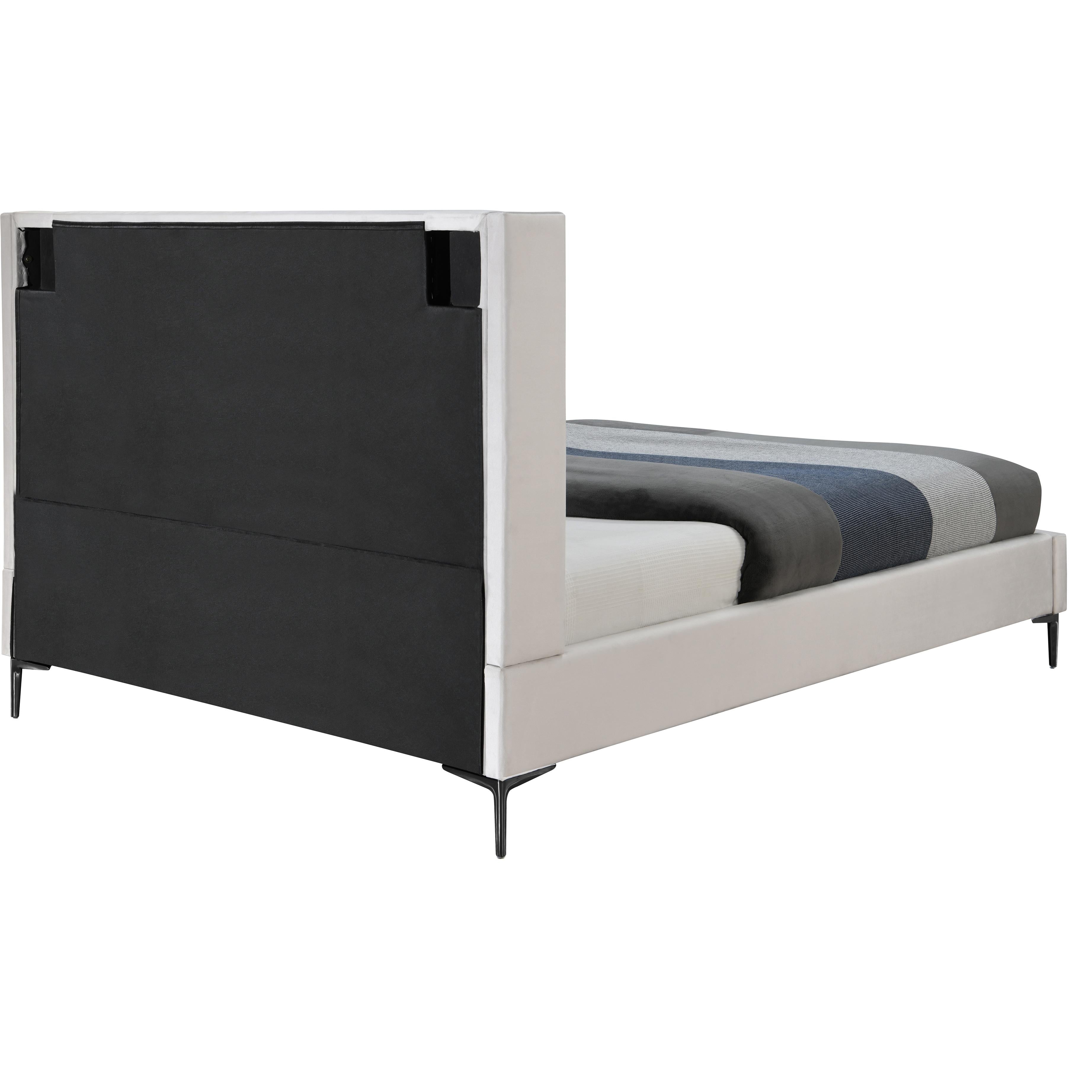 Meridian Nadia Cream Velvet Queen Bed