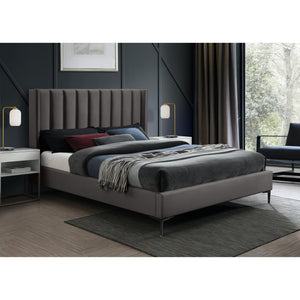 Meridian Nadia Grey Velvet King Bed