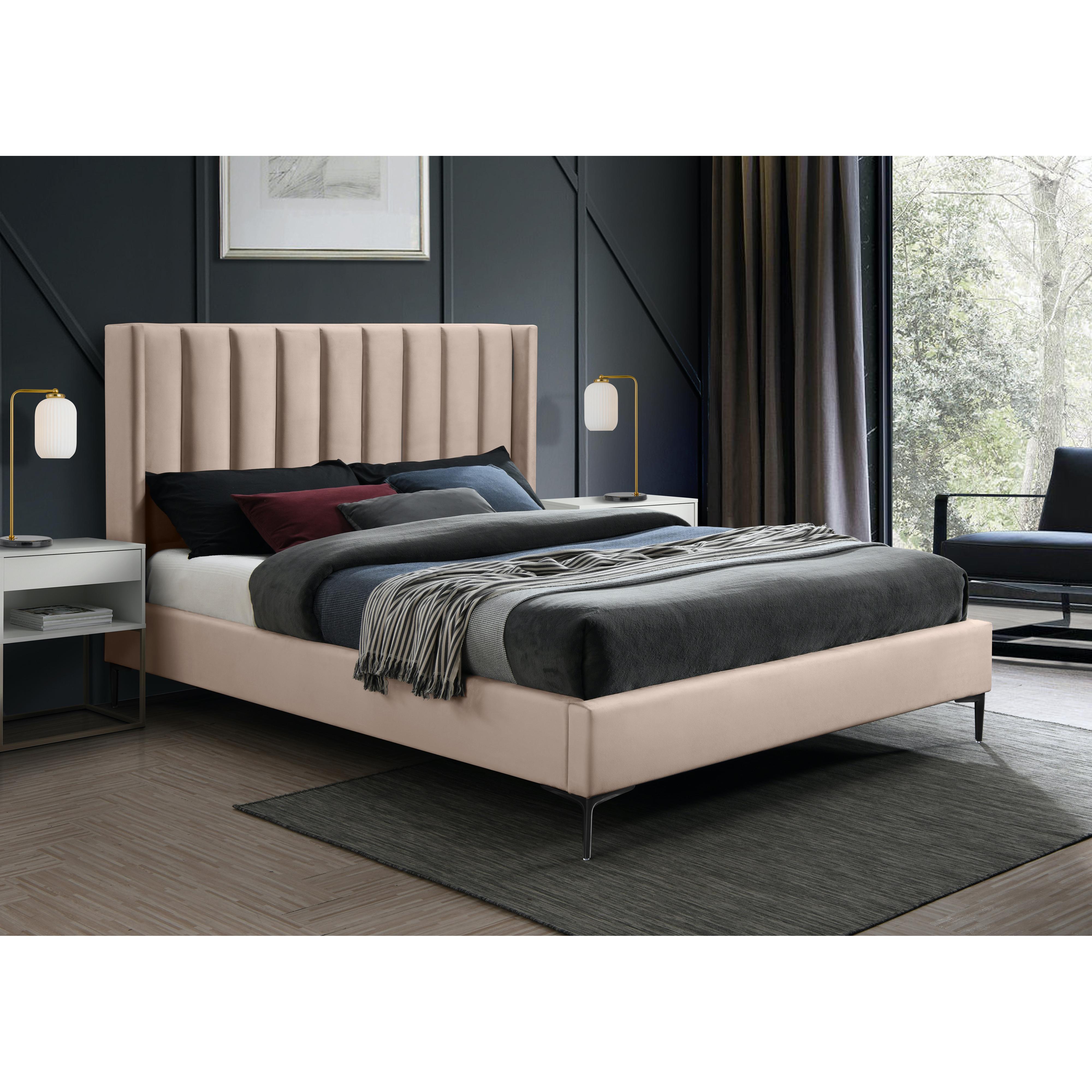 Meridian Nadia Pink Velvet Full Bed