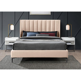 Meridian Nadia Pink Velvet King Bed