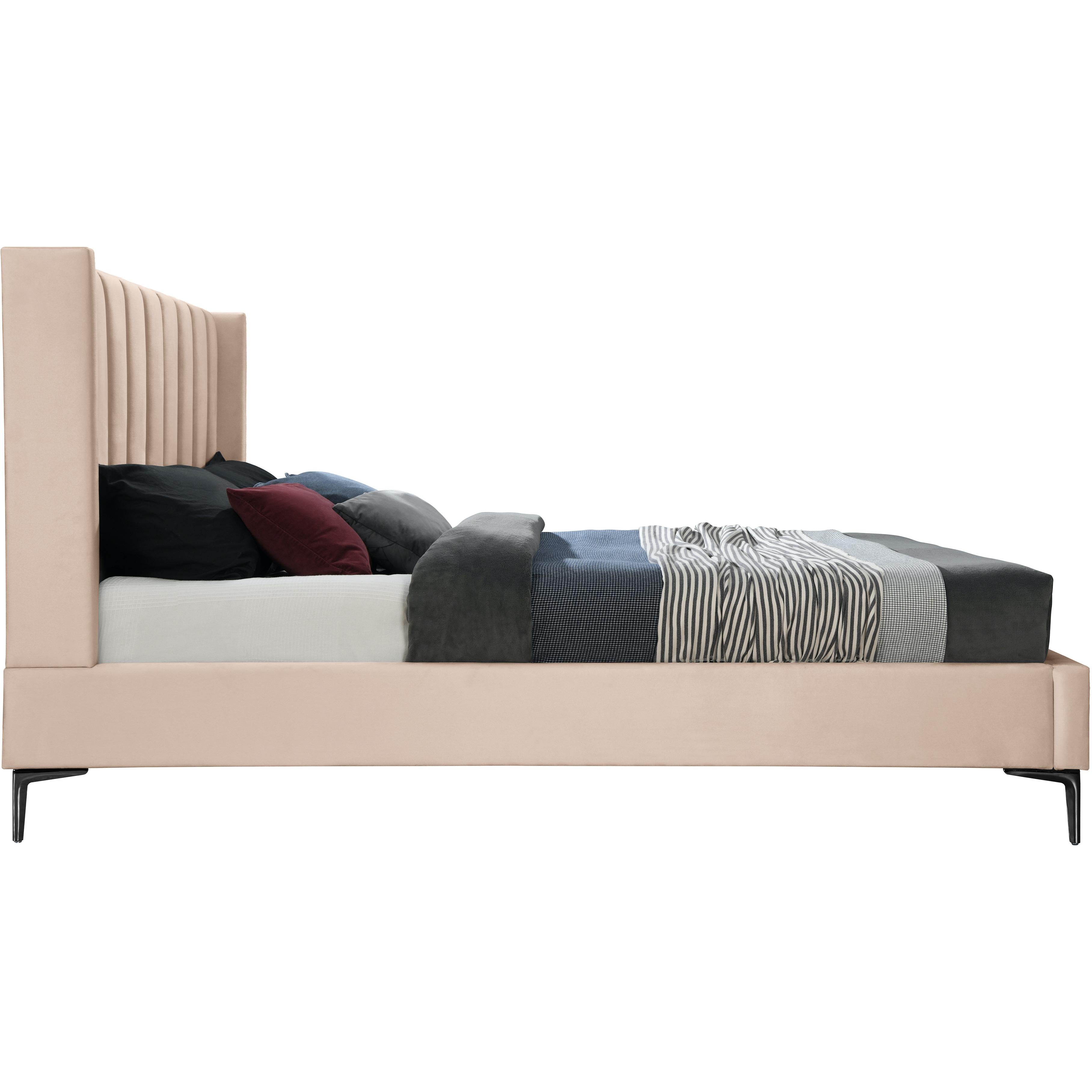 Meridian Nadia Pink Velvet King Bed