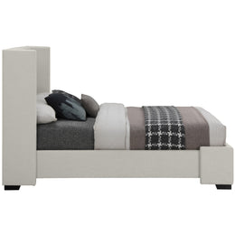 Meridian Oxford Beige Linen Textured Fabric Full Bed (3 Boxes)