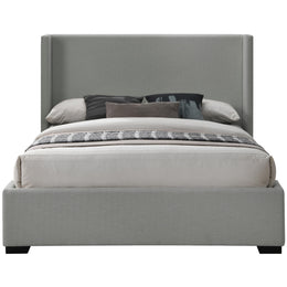 Meridian Oxford Grey Linen Textured Fabric King Bed (3 Boxes)