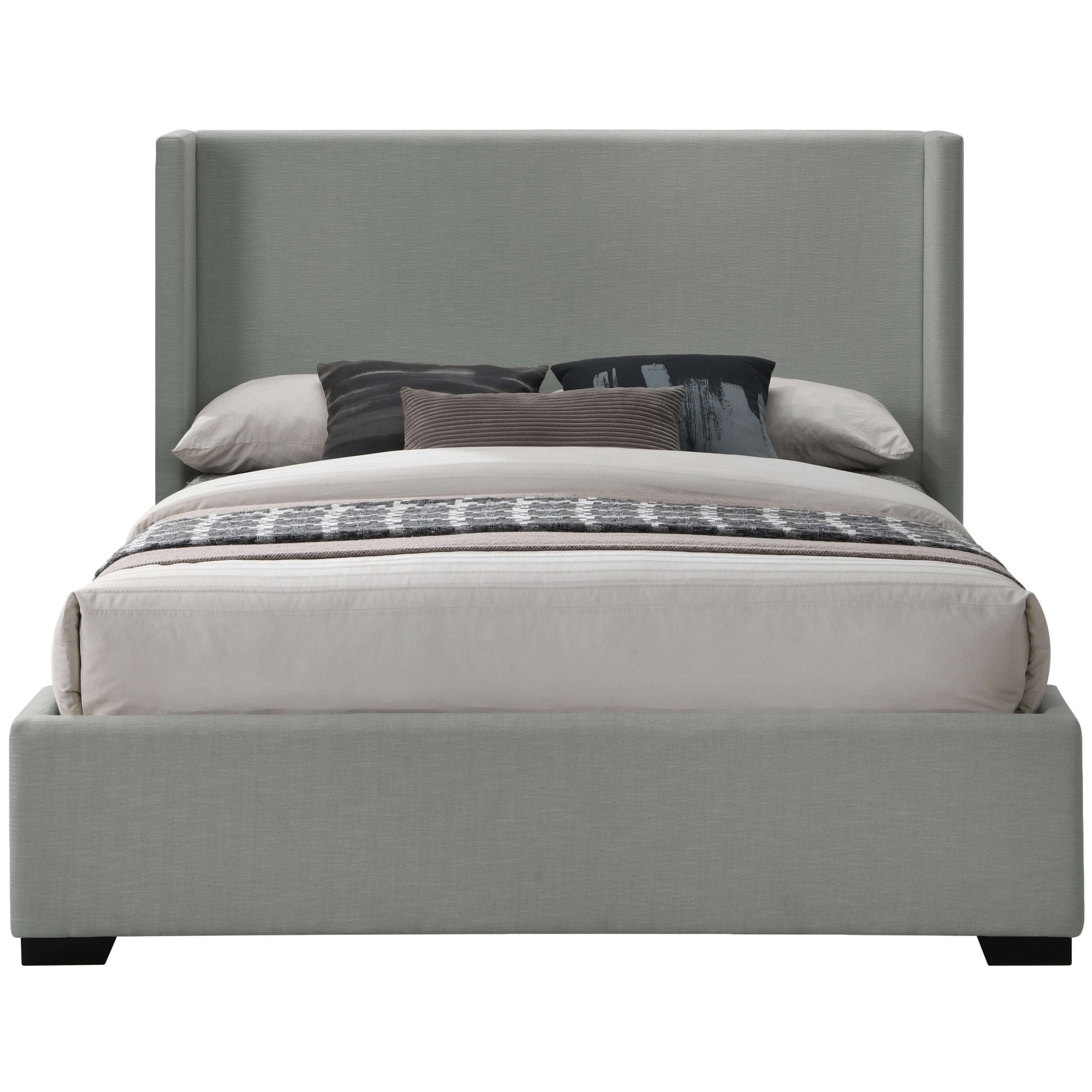 Meridian Oxford Grey Linen Textured Fabric King Bed (3 Boxes)